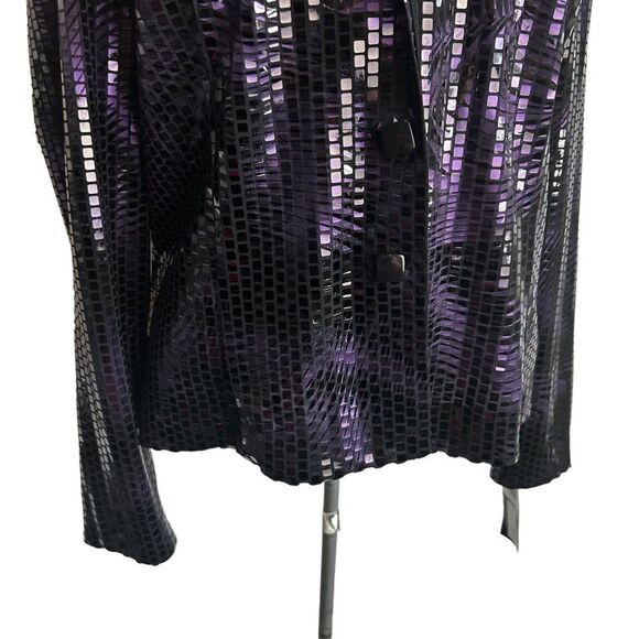 NEW FRANK LYMAN size 16 Purple Black Sequin Blazer Jacket Party Evening - Picture 3 of 9